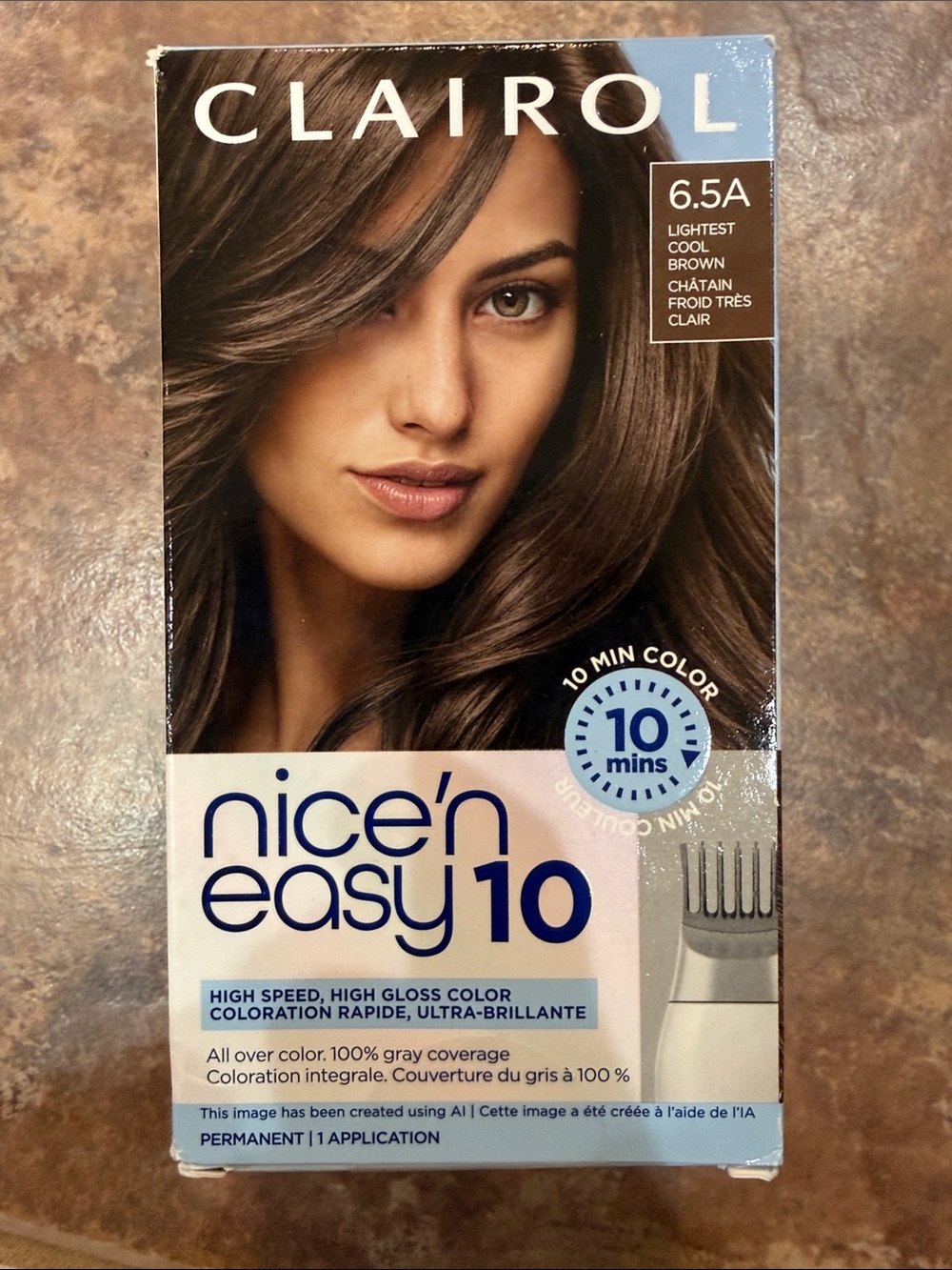 New Clairol Nice’n Easy 10 Gray Coverage Lightest Cool Brown 6.5A Hair Color Dye